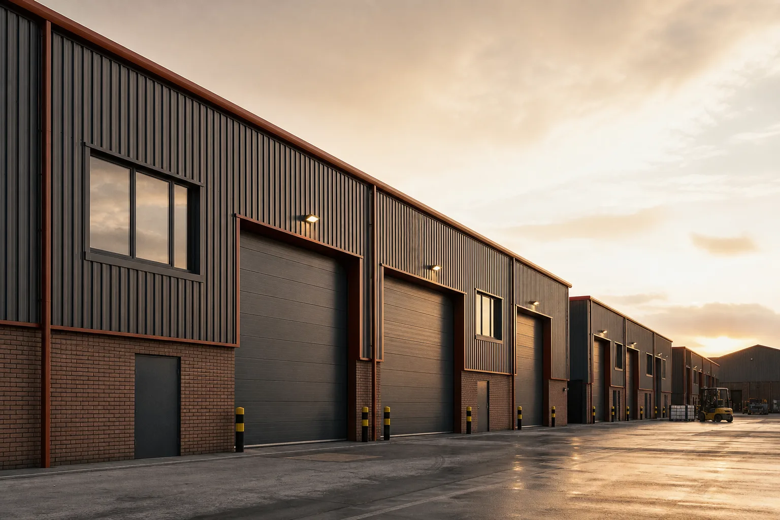 A UK multi-let industrial estate of let units, the kind of income-producing asset priced on yield